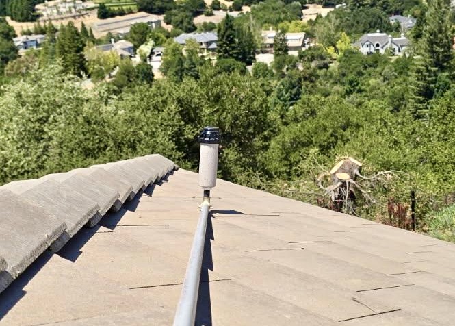 FireRoofs rooftop sprinkler head mounted on roof ridge