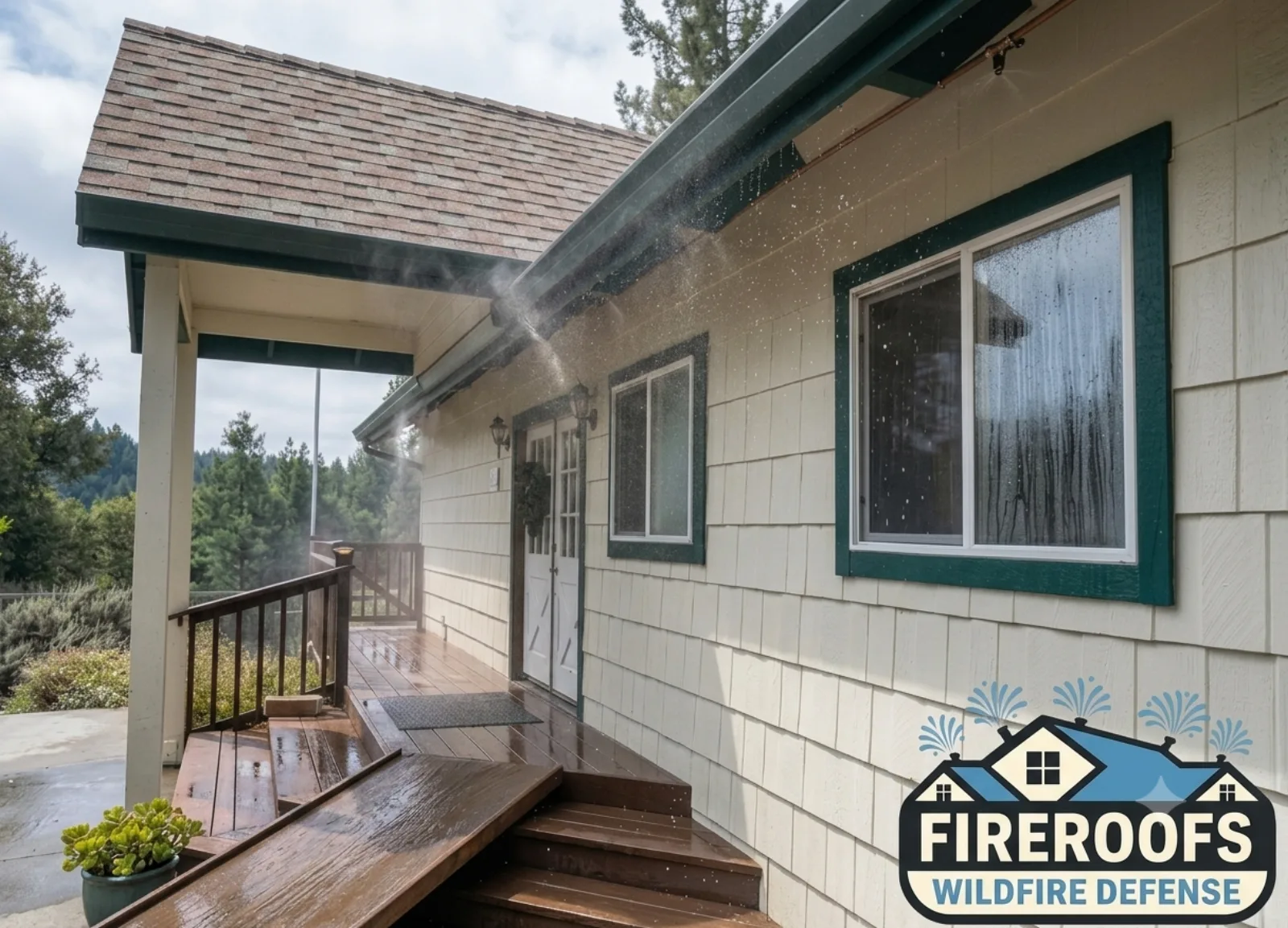 FireRoofs wildfire defense installation in Santa Cruz Mountains, California