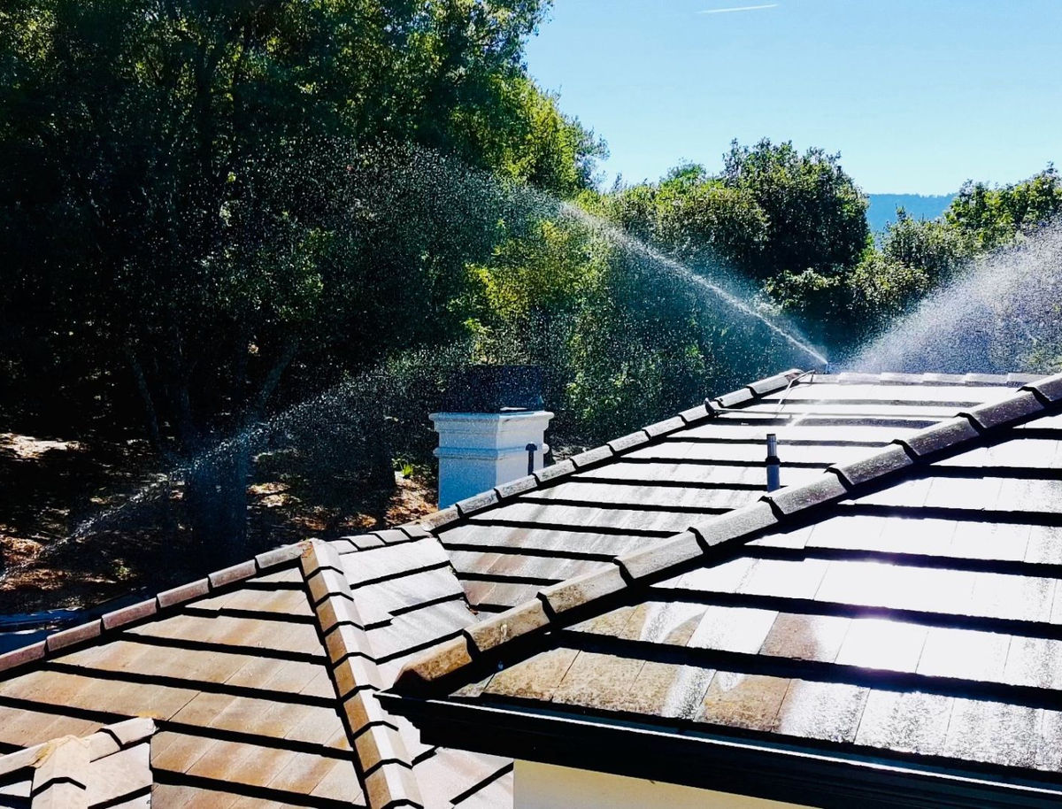 FireRoofs installation with pool backup water source on Saratoga estate